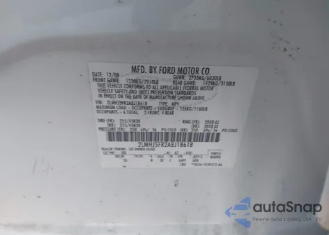 2010 Lincoln Mkt z USA, uszkodzony, nr VIN 2LMHJ5FR2ABJ18618